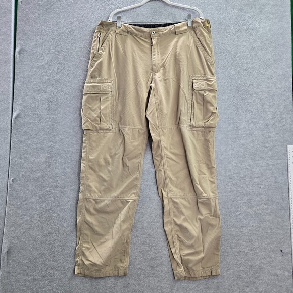 Duluth Men Pants XL Beige Cargo Pockets Nylon Hiking Mid Rise 32 in Inseam - Picture 1 of 12